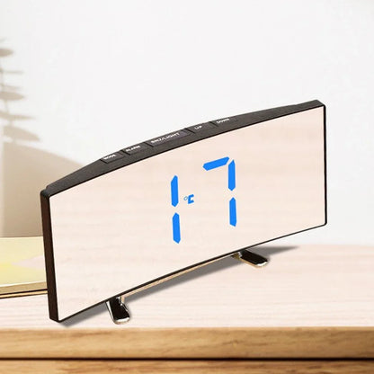LED Curved Screen Luminous Electronic Clock Mirror Clock Living Room Large Screen Alarm Clock Home Decoration