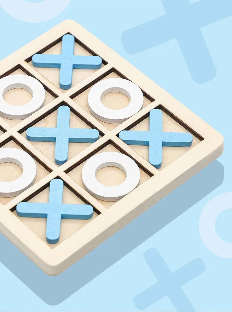 Wooden XO Tic Tac Toe Game Mini Chess Board Interaction Puzzle Training Montessori Educational Toys Gift for Kids Boy Girl