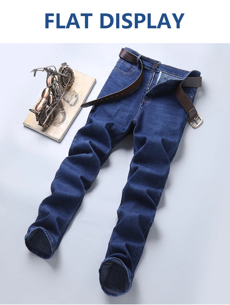 2025 New Business Men's Jeans Casual Comfortable Straight Stretch Fashion Classic Premium Blue Black Denim Pants Large Pants
