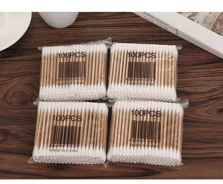 500pcs Double Head Cotton Swab Women Makeup Cotton Buds Tip for Wood Sticks Nose Ears Cleaning Health Care Tools