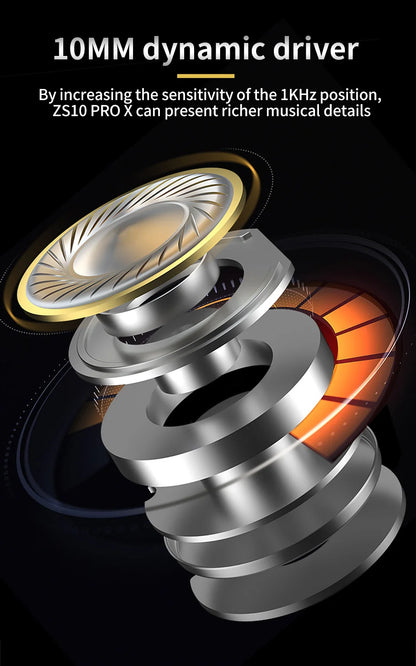 KZ Zs10 pro X Ring Iron Headphones In-ear HIFI High-quality fever-level interchangeable running.