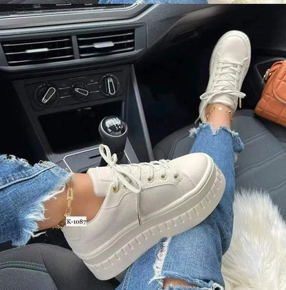 Shoes Casual Shoes for Women 2024New Platform Sneakers Solid Color Ladies Footwear Trend Lightweight PU Vulcanized Shoes