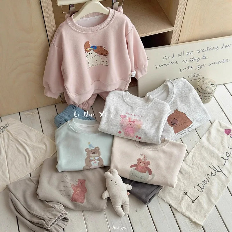 Kids Clothes Sets 2025 Autumn Winter Sport Suits for Boys Cartoon Sweatshirts+pants Tracksuits for Girls Toddler Outfits Sets