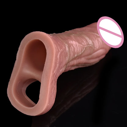 SXXY Silicone Penis Sleeve For Cock Enlargement Lengthen Men Reusable Condom Penis Ring Delayed Ejaculation