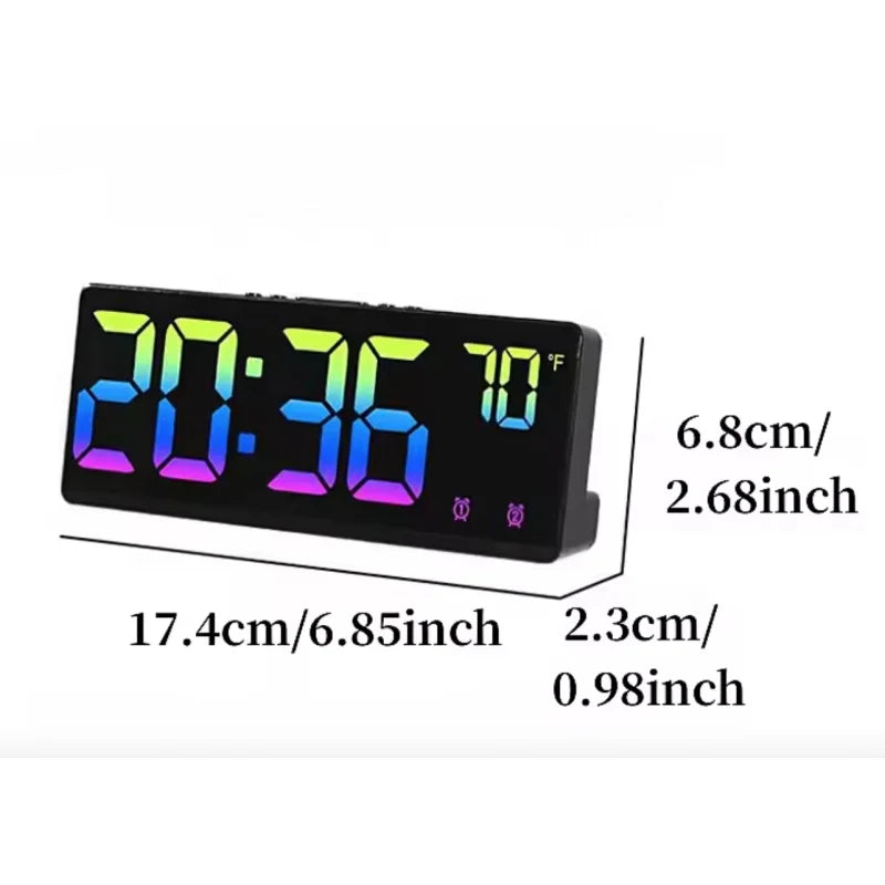 Colorful Digital Alarm Clock - Voice Control，Temperature Display Date，Dual Alarm Clock，Snooze，Night Light Mode，12/24Hour SystemL