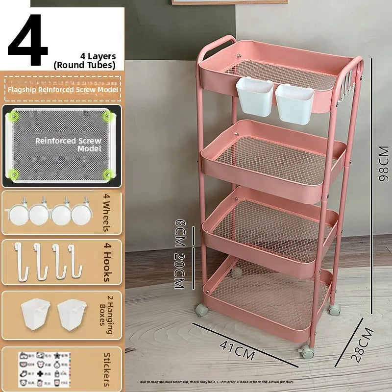 Kitchen Storage Ra Doorstep Drop off Mobile Cart Standalone Floor-Mounted Multi-Functional Organizer for Cooking Utensils