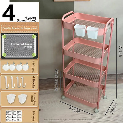 Kitchen Storage Ra Doorstep Drop off Mobile Cart Standalone Floor-Mounted Multi-Functional Organizer for Cooking Utensils