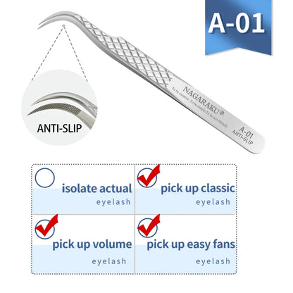 NAGARAKU Eyelash Extension Tweezers Makeup Stainless Steel Eyelash 3D accurate Clip
