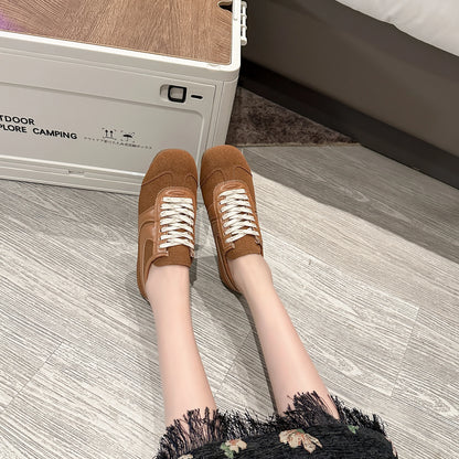 Shoes for Women 2025 Spring Autumn New Genuine Leather Ladies Moral Training Vulcanized shoes Retro Casual Flat Women's Sneakers