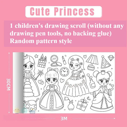 300CM DIY Drawing Roll Sticky Color Filling Paper Graffiti Scroll Coloring Roll Kids DIY Painting Educational Toys For Children