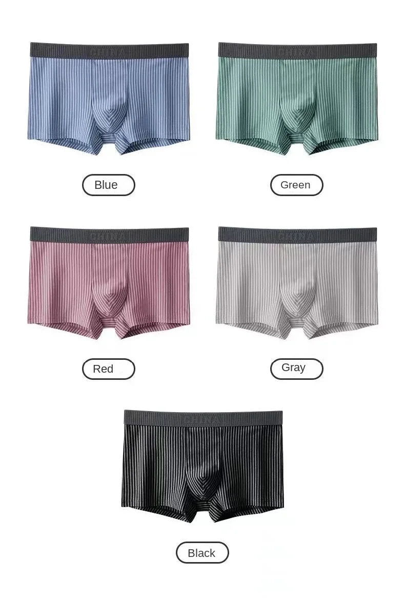 1Pcs Boxer Shorts Men's Underwear Sexy Panties Cotton Striped Man Underpants Male Boxers Homme U Convex Lingerie Free Shipping