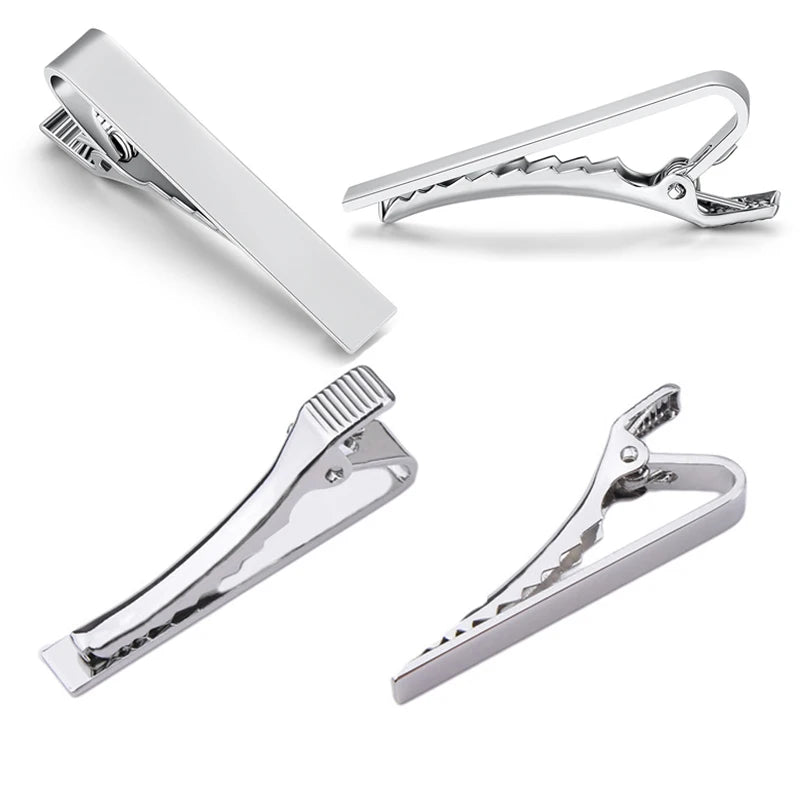 2 Pcs/set Metal Tie Clip Necktie Accessories Fashion Style for Men Daily Business Wedding Practical Clasp Tie Pin Collar Clip