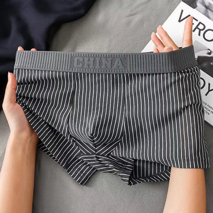 1Pcs Boxer Shorts Men's Underwear Sexy Panties Cotton Striped Man Underpants Male Boxers Homme U Convex Lingerie Free Shipping