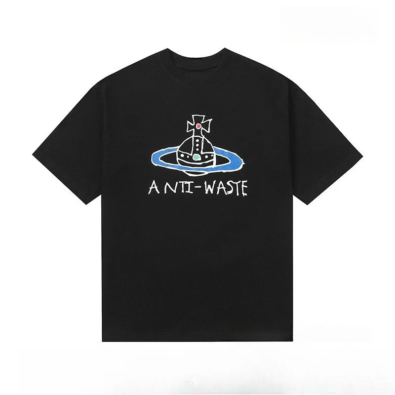 Summer Saturn Graffiti Print T-Shirt