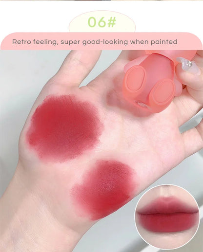 Gege Bear Rabbit Lip Glaze, Matte Velvet Lip Clay Long-lasting Color Non-drying Lipstick