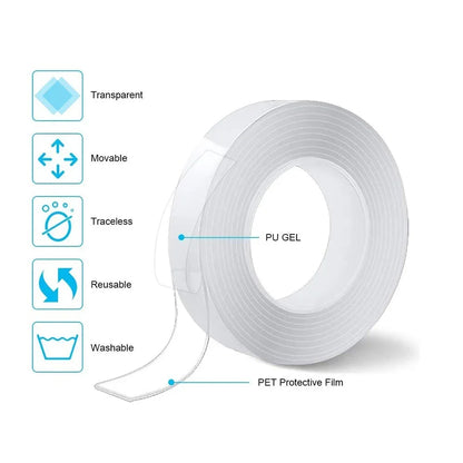 Nano Tape Transparent Double Sided Tape Waterproof Wall Stickers Reusable Heat Resistant Bathroom Home Decoration Tapes
