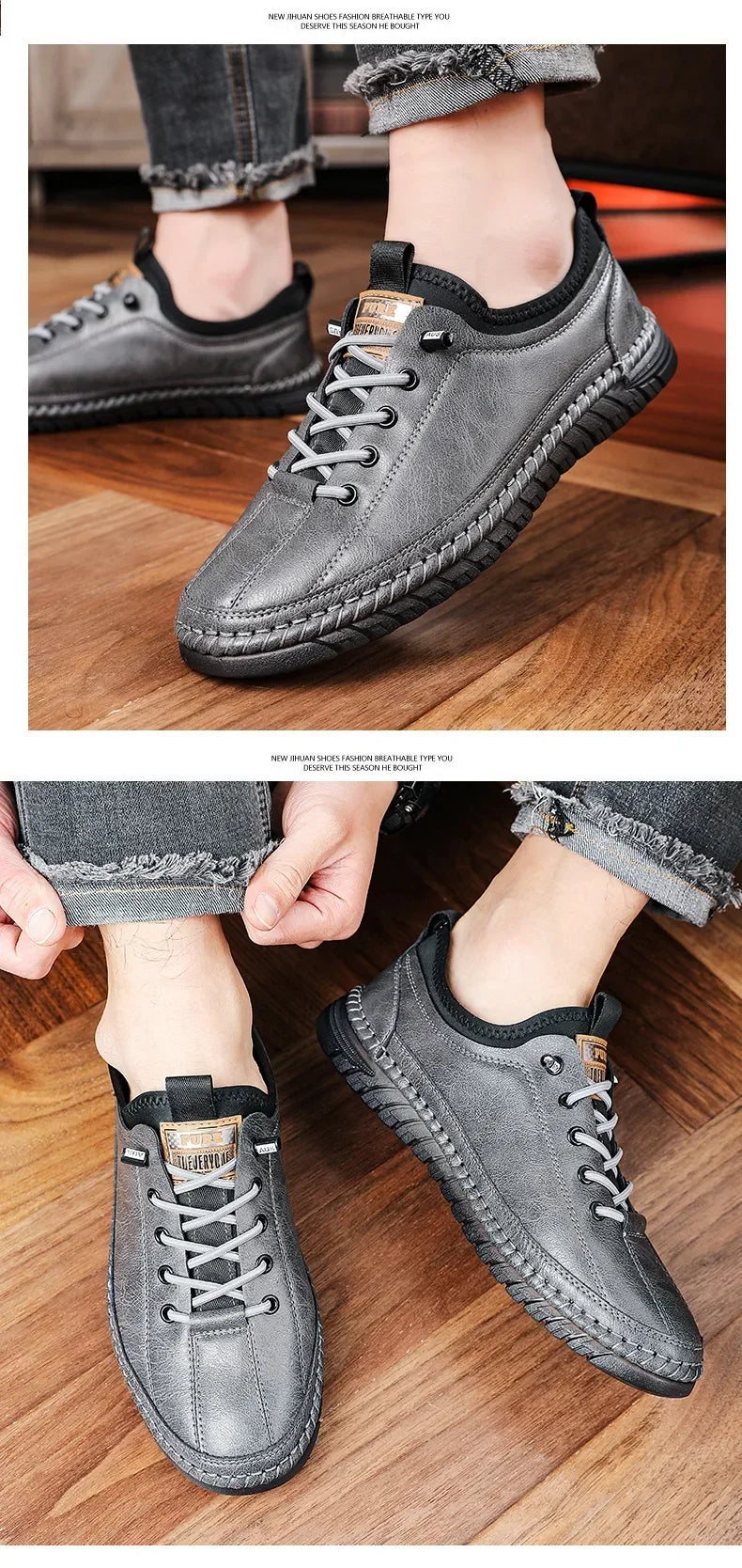 Shoes for Men Leather Casual Handmade Shoes Outdoor Hiking Sneakers Men Breathable Lace Up Sport Mens Shoes Zapatos De Hombre