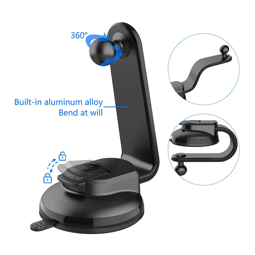 Accessories: Suction Cup Car Phone Bracket 17mm Universal Ball Telescopic Arm Foldable