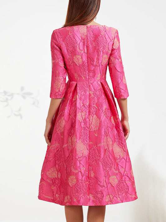 Luxury Dress Women Fashion Elegant Jacquard Dress Party Floral Women Clothing Evening Vintage Dress Formal Vestidos