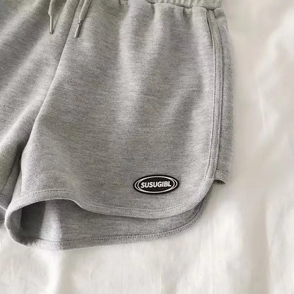 Women Casual Drawstring Sports Shorts Summer Thin High Waist Yoga A-line Shorts Loose Women Running Straight Trousers