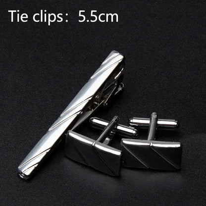Men's Classic Tie Clips Cufflinks Set Luxury Tie Pin Accessories Shirts Cuff Tie Clips Fashion Cufflink for Men Gifts Jewelry
