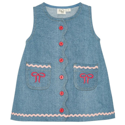Kids Girls Clothes 25AW New Toddler FL Cute Bow Strawberry Printed Dresses Denim Vest Dress Jeans Children Clothing