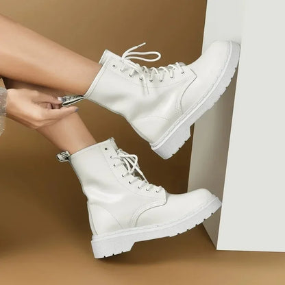 أحذية نسائية 2024 أحذية نسائية برباط للخريف بأصابع مستديرة ومنصة قصيرة صلبة مقاومة للماء وعصرية أحذية عارية