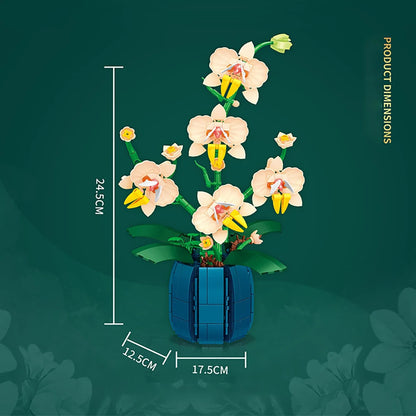 Building Blocks Orchid Flowers Bouquet Flower Blocks Bonsai Plant Model Bricks Romantic DIY Home Decoration Toy for Kids Gift