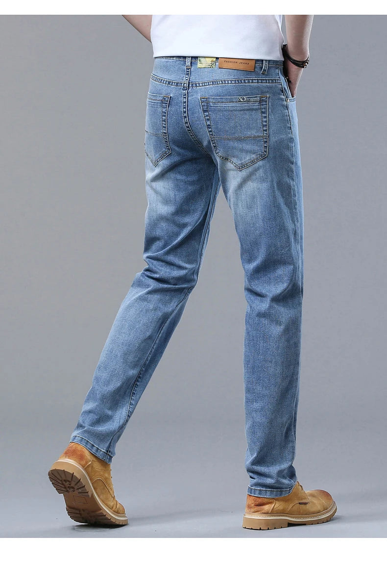 2024 Thin or Thick Material Slim Fit Men's Luxury Classic Style Men Jeans Business Stretch Denim Male Trousers Clothing