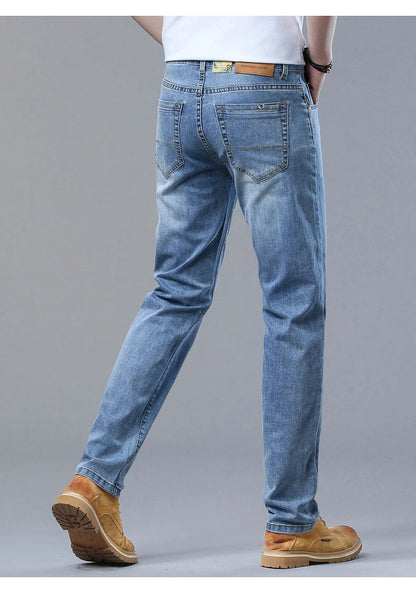 2024 Thin or Thick Material Slim Fit Men's Luxury Classic Style Men Jeans Business Stretch Denim Male Trousers Clothing
