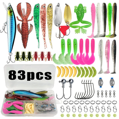 Fishing 83/133/193/239/409pcs Fishing Lure Kit For Trout/Pike/Bass Multi-Lure Fishing Set Layered Tackle Pro Gear Tackle Box