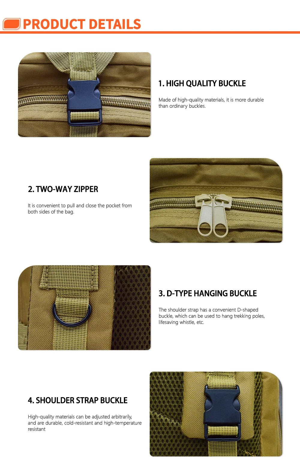 حقيبة ظهر تكتيكية للصيد، حقيبة سفر خارجية، حقيبة تمويه للصيد، حقيبة ظهر للتسلق والصيد، حقيبة ظهر من النايلون مكونة من 3 قطع