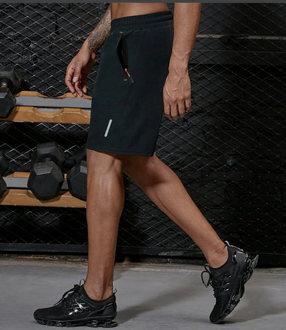 Plus Size Running Shorts Men Loose Dry Fit Basketball Gym Fitness Black Shorts Jogging Workout Athletic Bottom Zipper Pocket