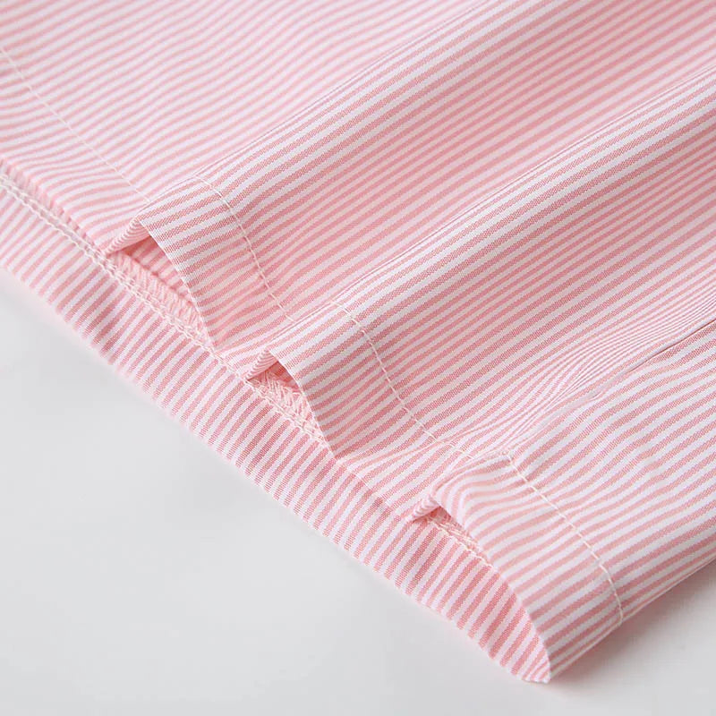 Striped Print Casual Shorts for Women Elastic Waist Fashion Button Bottoms Streetwear Chic Basic Y2K Loose Shorts