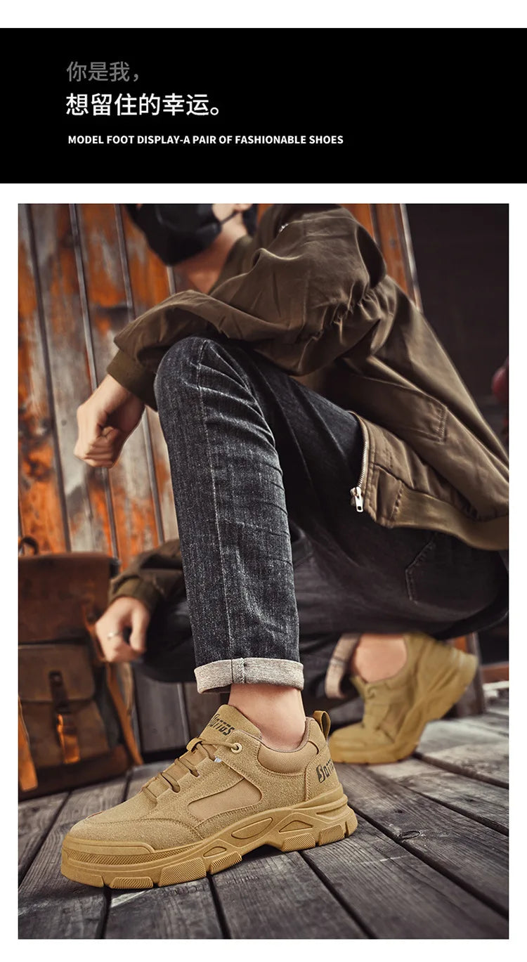 2025 new men's shoes for spring leisure, breathable, anti slip, wear-resistant workwear shoes, men's sports shoes, board shoes