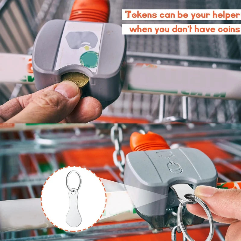 Shopping Cart Token Stainless Steel Hard Portable Key Ring Metallic Keychain For Key Hook Practical Daily Use Accessorie Cart