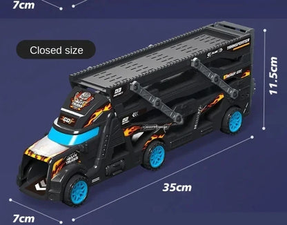 Large Kid Truck Deformation Transporter Car Toys Models Educational Model Folding Track Racing Vehicle Boys Girls Birthday Gift