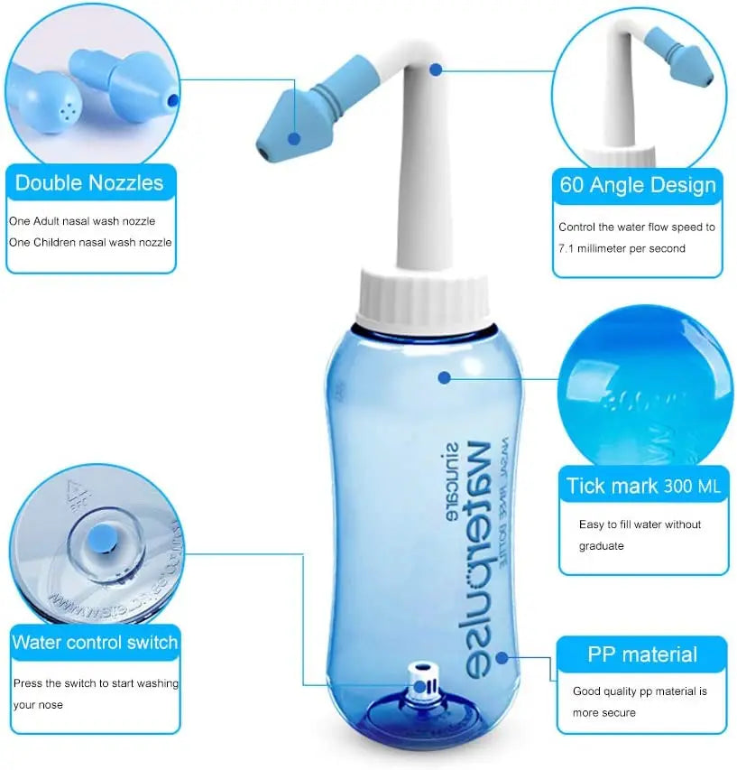 300ml 500ml nasal irrigator Rinse bottles Waterpulse nose wash cleaner Neti Pot Avoid Allergic Rhinitis Sinusitis adult children