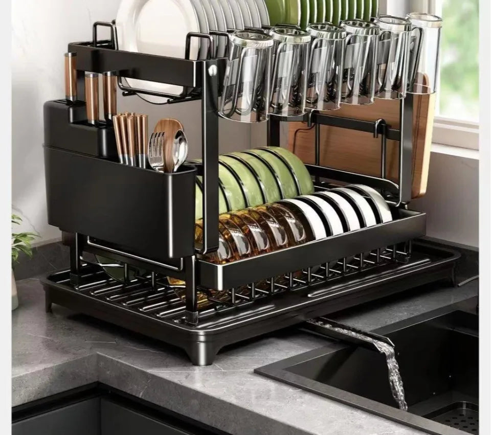 Kitchen drain rack dish rack household utensils knives and forks storage racks Tabletop drying bowl rack kitchen organizer