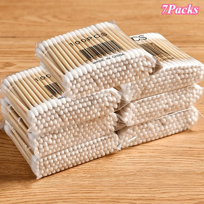 1-20Packs 100Pcs/Pack Wooden Sticks Baby Cotton Swabs Cleaning of Ears Tampons Health Beauty Cotton Swab Cleaning Cotton Buds