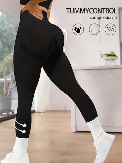 CZGUKE Women's seamless gym yoga pants high waist peach hip solid color tight fitting sports pants yoga cycling sports pants