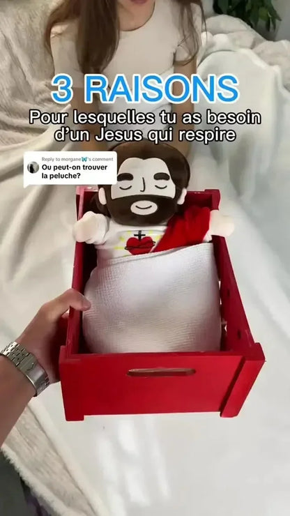 40CM Breathing Jesus Soothe Plush Toy for Kids Soft Soothing Jesus Plushies Comforting Jesus Heart Toy Easter Christmas Gifts