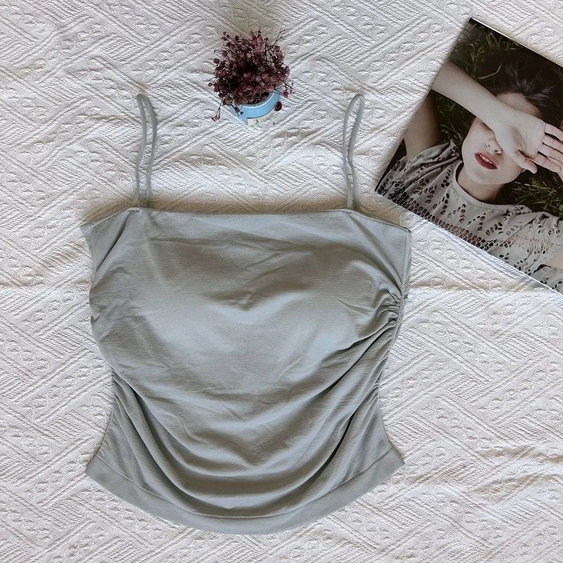 Clearance_New Summer Simple Cotton Sling Camisole Women Girls Crop Top Sleeveless Shirt Lady Bra Tops Straps Skinny Camisole Bas