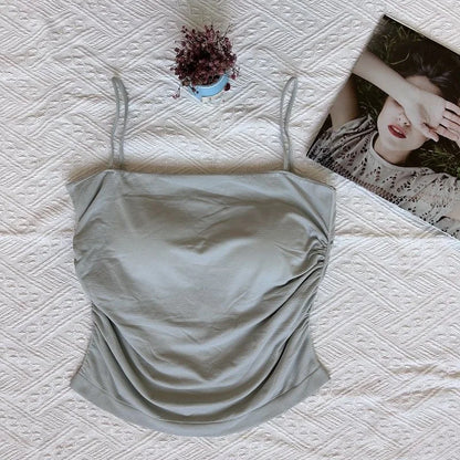 Clearance_New Summer Simple Cotton Sling Camisole Women Girls Crop Top Sleeveless Shirt Lady Bra Tops Straps Skinny Camisole Bas