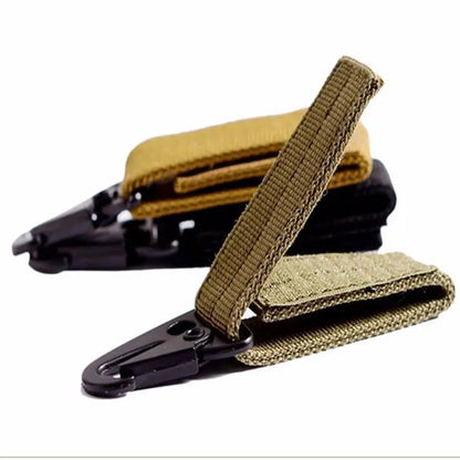 2 PCS.Tactical Hanging Buckle Molle Nylon Webbing Carabiner Belt Triangle Keychain for Outdoor Climbing Camping Tool Accessory