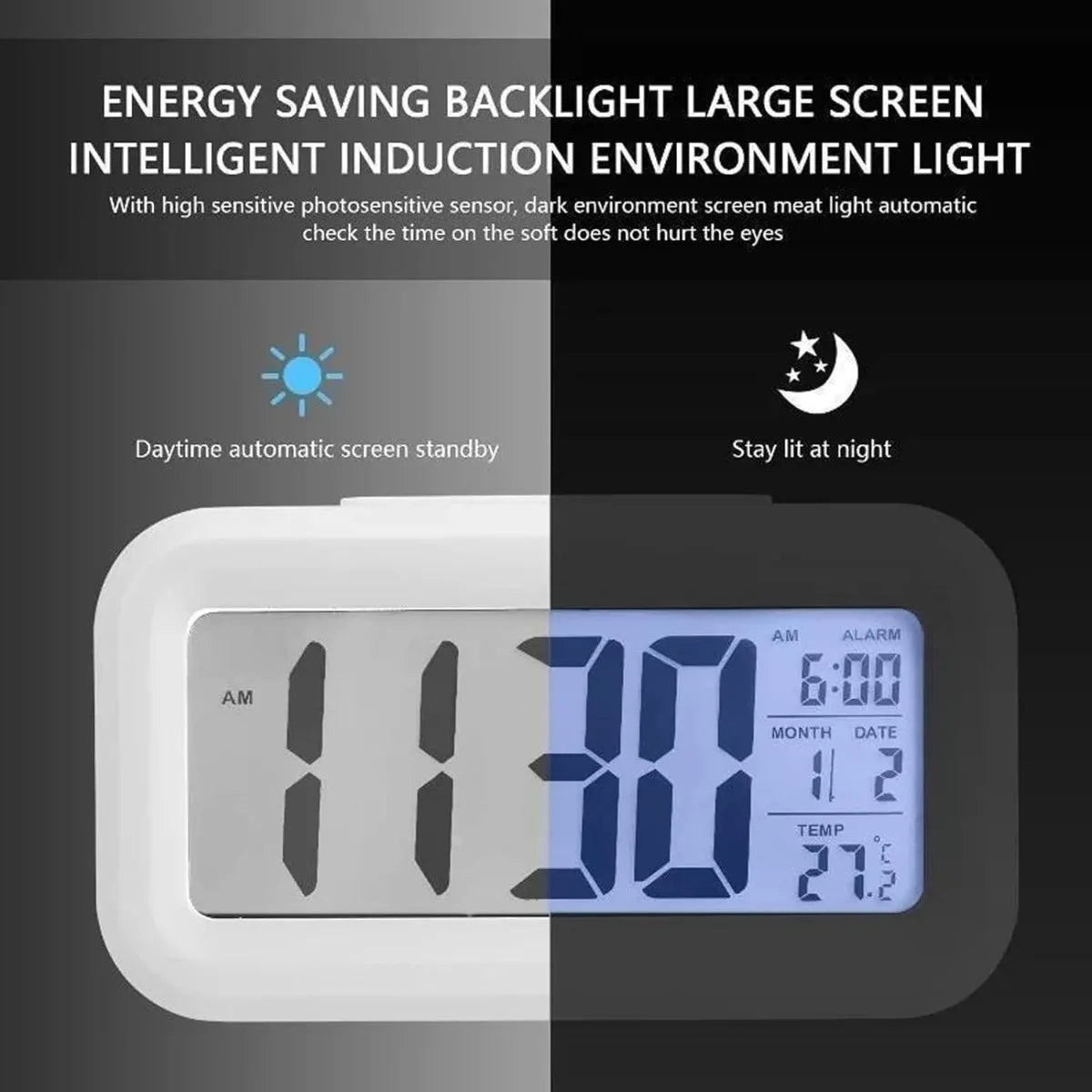 Small/Larger LED Digital Alarm Clock Backlight Snooze Mute Calendar Desktop Electronic Backlight Table Desktop Clocks