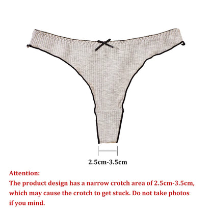 3Pcs Women's Thong Low-rise Panties Solid Color Cotton Lingerie Sexy Thongs Fashion Casual Underwear Comfort Fit Women's Tangas