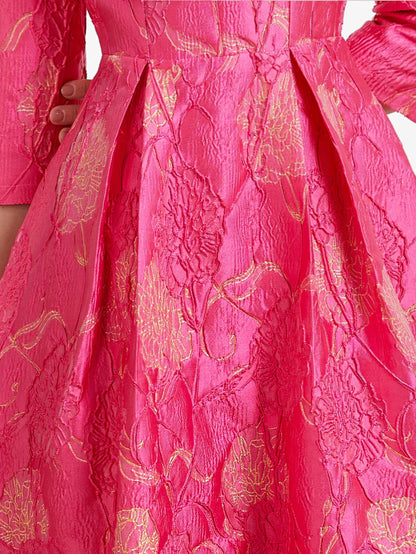 Luxury Dress Women Fashion Elegant Jacquard Dress Party Floral Women Clothing Evening Vintage Dress Formal Vestidos