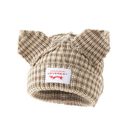 Winter Skullies Hat Unisex Cat Ear Hat Warm Crochet Knitted Hat Costume Beanie Hat Women Christmas Gift Hip-hop Cap Cold Hat