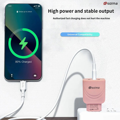 EU Plug 3 Ports USB Charger Charge For Mobile Phone Plug Charging Adapter Portable Wall Mobile Charger